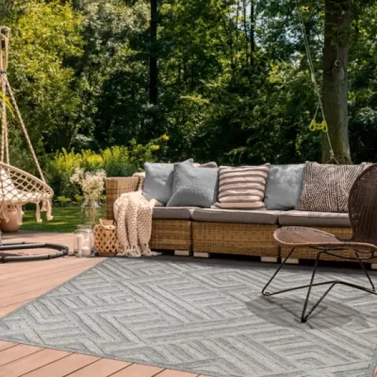 Contemporary Geometric Abstract Indoor Outdoor Area Rug by Blue Nile Mills image {1}