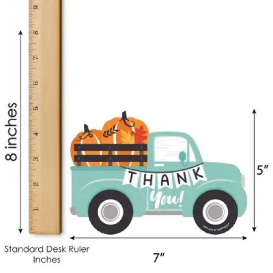 Big Dot of Happiness Happy Fall Truck - Shaped Thank You Cards - Harvest Pumpkin Party Thank You Note Cards with Envelopes - Set of 12 image {4}