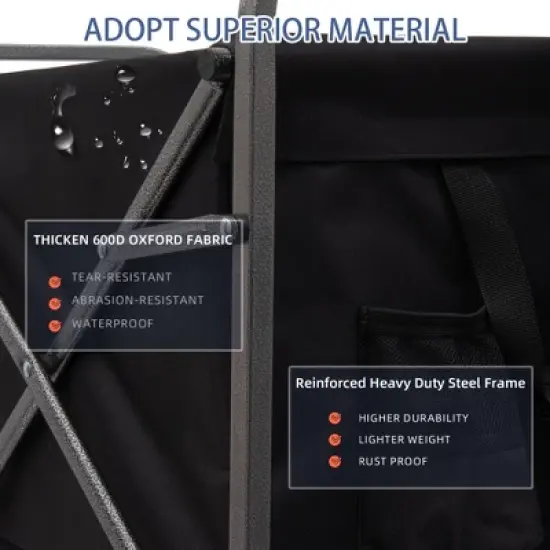 SKRAN Outdoor Collapsible Foldable Wagon Cart,198LB Load-Bearing with All-Terrain Wheels with Drink Holders for Shopping Sports Camping image {6}