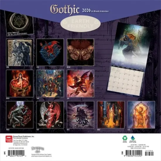BrownTrout 2026 Gothic Alchemy 12"x24" Hanging Square Wall Calendar Plastic-Free image {1}