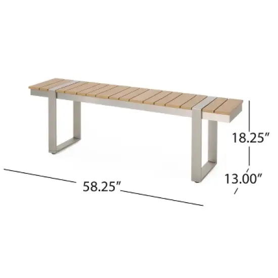 Cibola 3pc Outdoor Aluminum Picnic Set - Natural/Silver - Christopher Knight Home image {12}