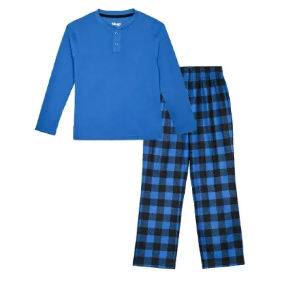 Sleep On It Boys 2-Piece Plaid Pajama Set - Royal image {6}