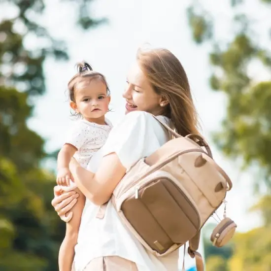 KeaBabies Diaper Bag Backpack Comes with Portable Changing Pad, Baby Bag for Mom, Baby Travel Essential (Latte) image {9}