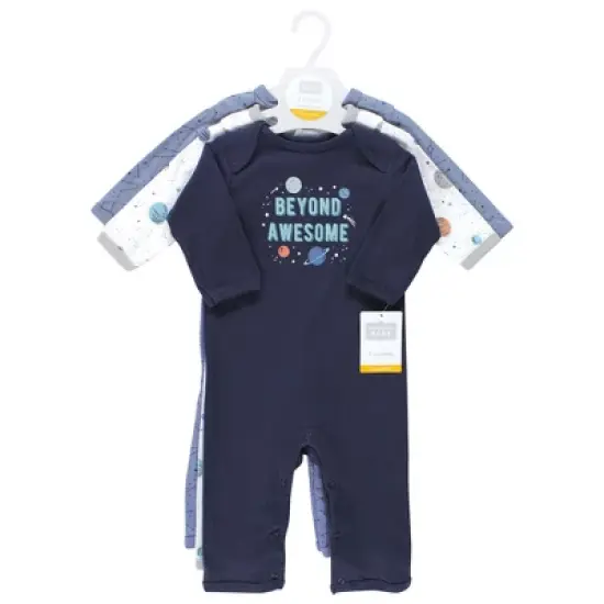 Hudson Baby Infant Boys Cotton Coveralls, Space image {1}