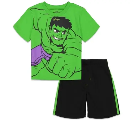 Marvel Avengers Spider-Man Hulk Graphic T-Shirt and Bike Shorts Outfit Set Toddler to Big Kid image {8}