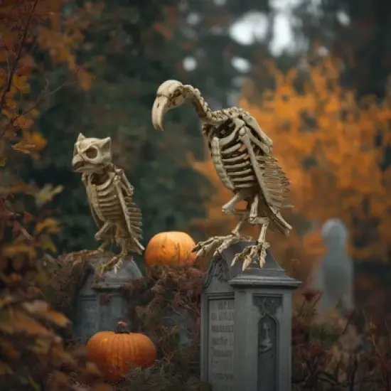 Yescom 1 Pcs Vulture & 1 Pcs Owl Skeleton Halloween Decor Life Size Animal Props Indoor Outdoor 2025 image {4}