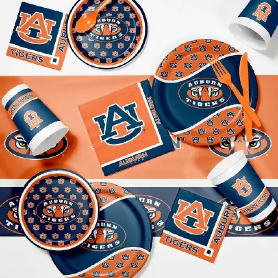 24ct Auburn Tigers Paper Plates Navy - NCAA image {1}