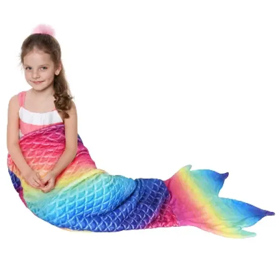 Catalonia Kid Flannel Blanket Mermaid Tail, Super Soft Plush Sleeping Bag Snuggle Blanket for Girl, Cozy Gift for Kid, Girl, Daughter, Granddaughter image {15}