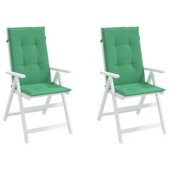 vidaXL Highback Chair Cushion Set of 2 Green 100% Polyester image {3}