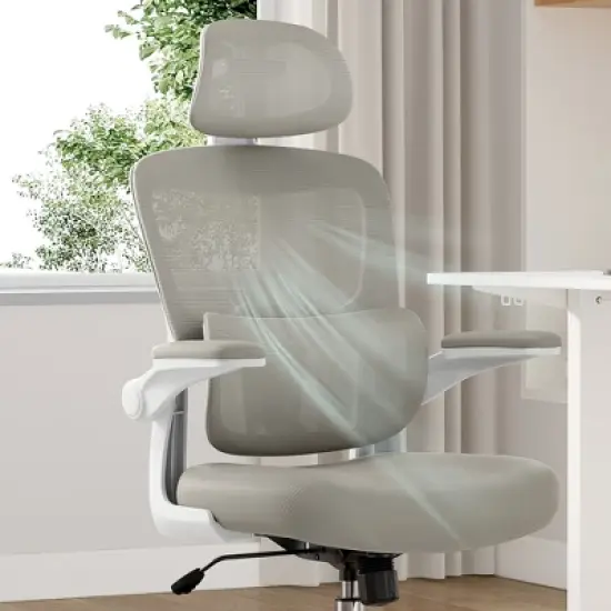 GlasFlength Task and Office Chairs with Support Armrest，Ergonomic, Adjustable，Computer Chair and Gaming Chair, Gray, 25.59"*16.14"*47.24" image {3}