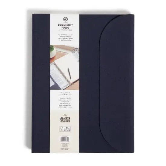 U Brands 7 Pockets Book Cloth Document Holder Mid Century Geo: Dark Blue File Organizer, Office Supplies, Letter Size image {2}