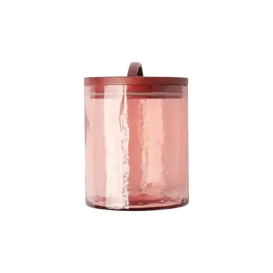 Slickblue Handblown Hammered Pebbled Finish Glass Storage Canister with Lid, Airtight Seal, Small, Blush image {4}