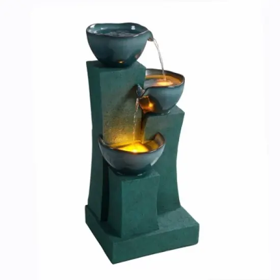 Teamson Home 28.54" 3-Tier Cascading LED Lit Outdoor Waterfall Fountain: Electric, Polyresin, Ground Freestanding image {6}