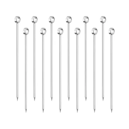 Unique Bargains Stainless Steel Drink Appetizer Ring Head Cocktail Picks 4.3" image {5}