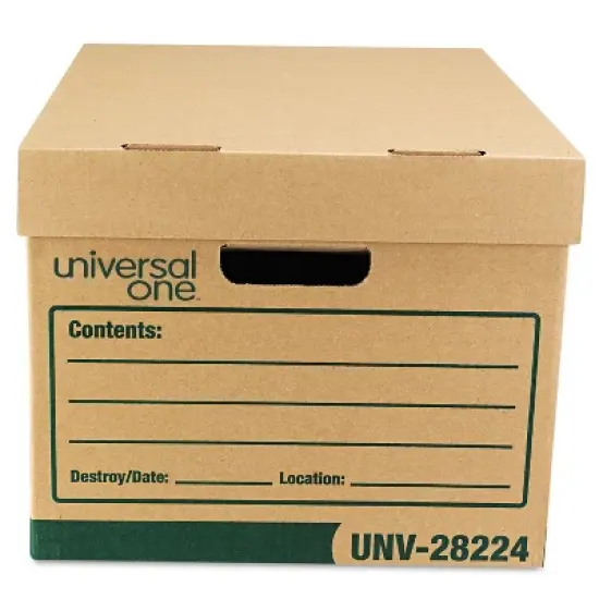 Universal Recycled Heavy-Duty Record Storage Box, Letter/Legal Files, Kraft/Green, 12/Carton image {2}