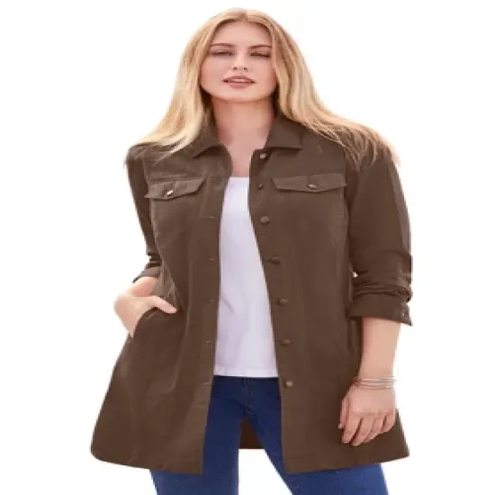 Jessica London Women&rsquo;s Plus Size Long Denim Jacket image {13}