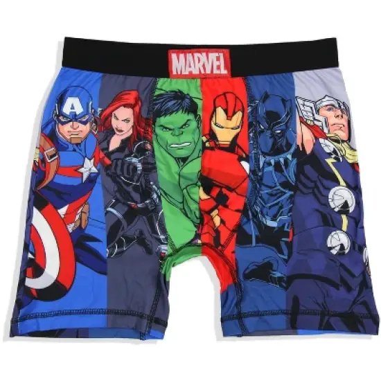 Marvel Mens' 2 Pack The Avengers Comic Boxers Underwear Boxer Briefs Black image {1}