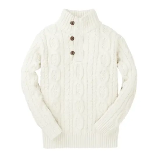 Hope & Henry Boys' Mock Neck Cable Sweater with Buttons, Infant image {10}