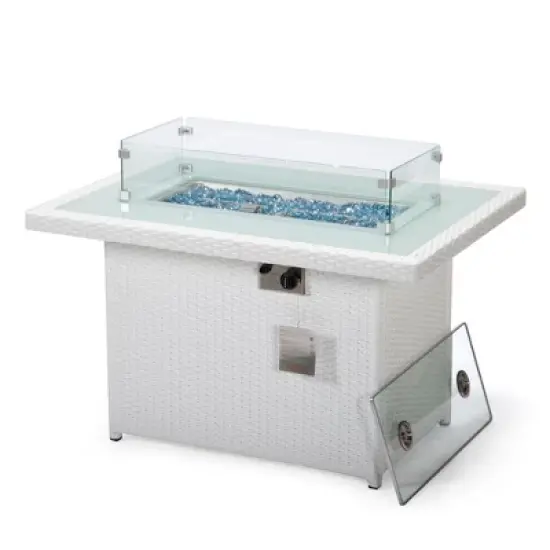 LeisureMod Mace Wicker Modern Patio Propane Fire Pit Table &ndash; Outdoor Heating Table for Patio, Deck, Balcony, Backyard, Garden, and Poolside Spaces image {20}