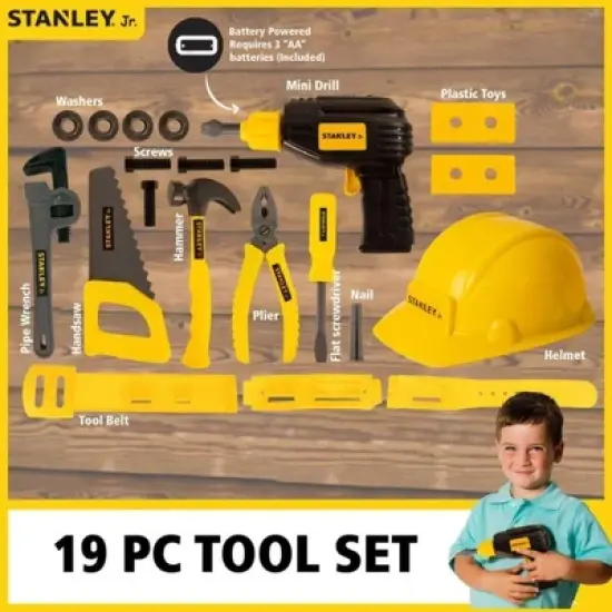 Red Tool Box Stanley Jr. Deluxe Plastic Tool Set #B image {1}