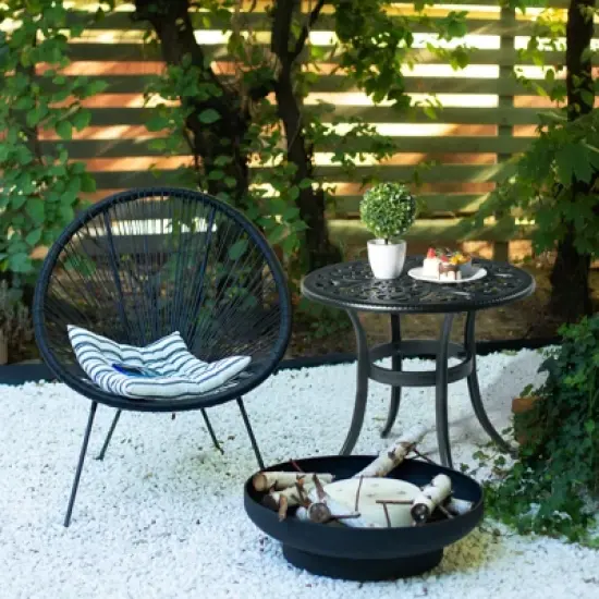 Syemin Patio End Tables, Modern Decorative Side Tables, Stylish Design for Patio, Living Room, Indoor and Outdoor Use, Black, 23.6"*23.6"*20.7" image {6}