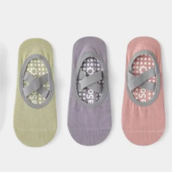 Anna-Kaci Active Women's Non-Slip Ballet Grip Socks with Crisscross Elastic Straps image {11}