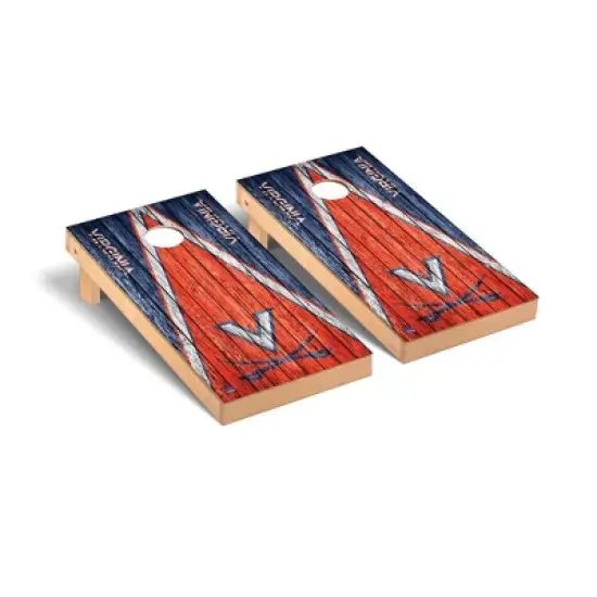 NCAA Virginia Cavaliers Premium Cornhole Board Triangle Weathered Version image {1}