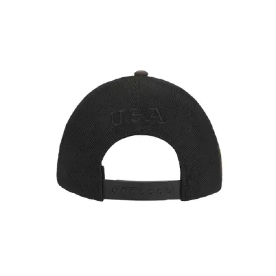 USA American Flag Patch 6-Panel Green Camo Pre-Curved Snapback Hat image {3}