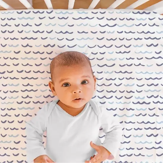 The Peanutshell Fitted Crib Sheets - Blue Nautical - 4pk image {4}