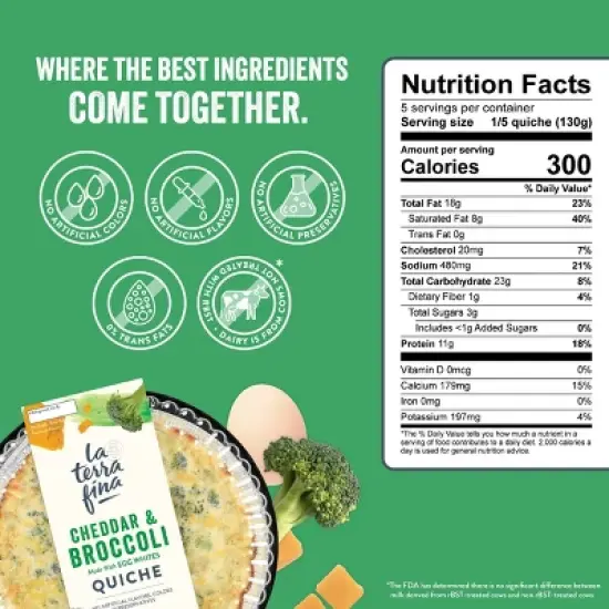 La Terra Fina Cheddar and Broccoli Quiche - 23oz image {3}