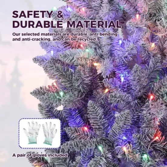 4.5/6/7.5/9 FT Artificial Christmas Tree, Christmas Tree with Decoration, Metal Base Easy Assembly for Home, Office, Party, Holiday Decor image {6}