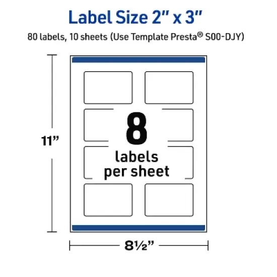 Avery Printable Rectangle Labels, Gold Edge Dots, 2" x 3", Matte White Rectangle Labels, Permanent, Laser/Inkjet, 80ct, Great for Product Labels image {4}