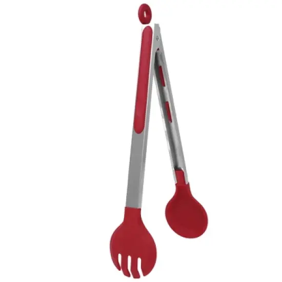 Unique Bargains Non-stick Silicone Round Head Stainless Steel Kitchen Tongs for Cooking 1 Pc image {6}