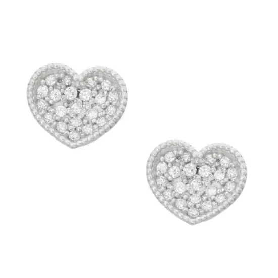 0.24 CT. T.W. Children's Cubic Zirconia Heart Stud Earrings In Sterling Silver image {1}