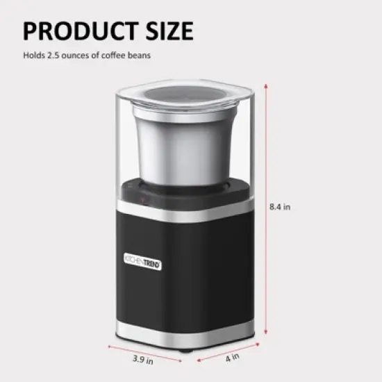 GreenEver Electric Coffee Bean Grinder with Removable Stainless Steel Bowl, 12-Cups Coffee Bean Capacity w/Cleaning Brush (Black) image {7}