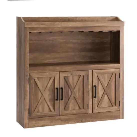Home Source Bar Cabinet with Stem Glass Placement and Wooden Doors in Charcoal image {9}