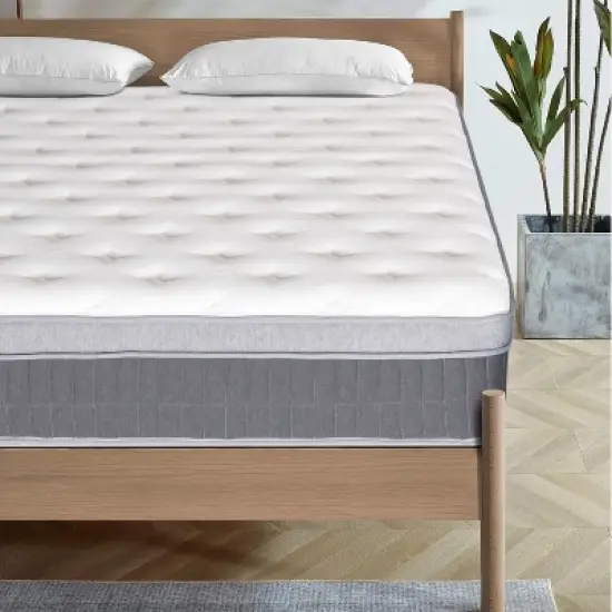 Resenkos Full Size Boxed Memory Foam Hybrid Mattress With 14-Inch Height, Pocketed Springs For Enhanced Sleep Quality, Light Gray And Gray image {2}