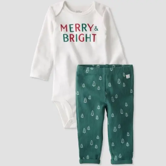 Little Planet by Carter&rsquo;s Baby Merry Bodysuit and Pants Set - White/Green image {3}