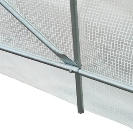 Outsunny 15' x 7' x 7' Walk-In Tunnel Greenhouse, Large Garden Hot House Kit with 6 Roll-up Windows & Roll Up Door, Steel Frame, White image {5}