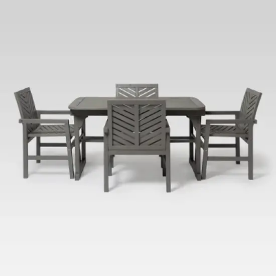 5pc Slatted Extendable Acacia Wood Patio Dining Set - Saracina Home image {8}