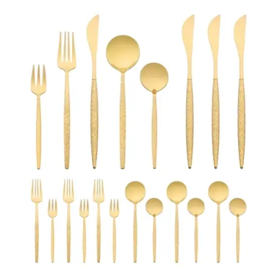 REGALWOVEN 20 Pcs Stainless Steel Mirror Polished Flatware with Knife Spoons and Forks Set, Silverware Set with Grain image {9}