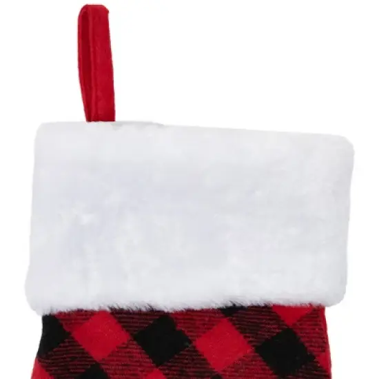 Northlight 15.5" Red and Black Buffalo Plaid Pet Embroidered Christmas Stocking image {3}