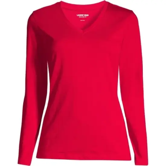 Lands' End Women's Tall Relaxed Supima Cotton Long Sleeve V-Neck T-Shirt image {10}
