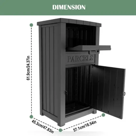 Syemin Deck Boxes 48 Gallon Package Delivery Boxes, Lockable Outdoor Storage Box, Large Package Delivery Waterproof Deck Box, Black, 44.1"*24.2"*18.6" image {2}