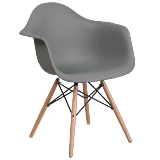 Merrick Lane Polypropylene Accent Chair with Gently Curved Arms and Metal Braced Wooden Legs image {10}