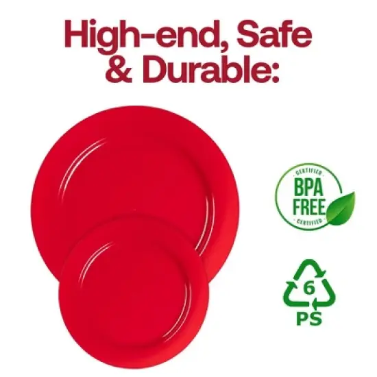 Smarty Had A Party 7.5" Solid Red Holiday Plastic Salad Plates - 120 pcs image {4}