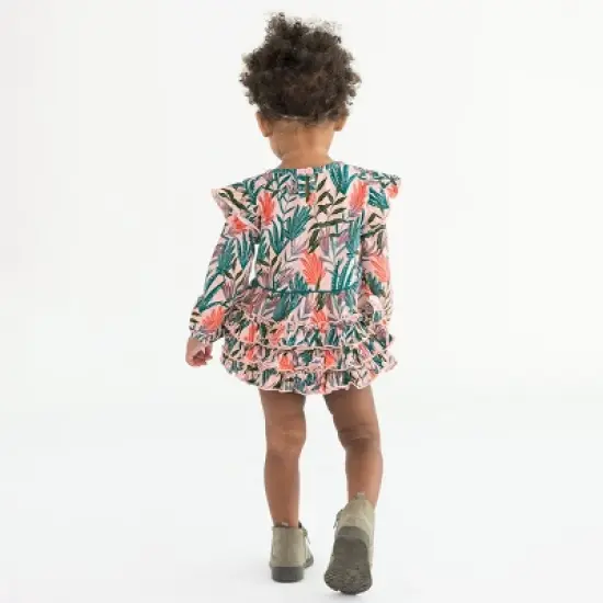 RuffleButts Infant Girls Long Sleeve Flutter Bubble Romper image {3}