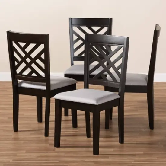 4pc Caron Finished Wood Dining Chairs - Baxton Studio image {2}