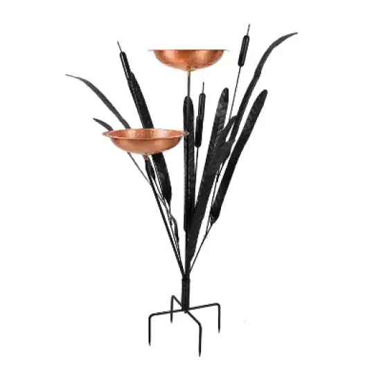 Achla Designs 50" Double Cattail Birdbath with Two Bowls Copper: Sculptural Garden Art, Weather-Resistant, In-Ground Mount image {5}