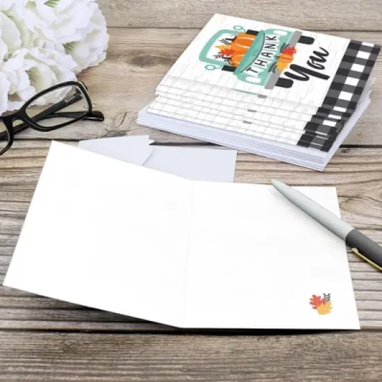 Big Dot of Happiness Happy Fall Truck - Harvest Pumpkin Party Thank You Cards (8 count) image {3}